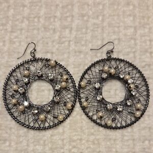 Elegant Pearl and Silver Hoop Earrings